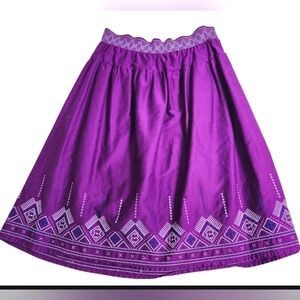 OLD NAVY Purple Y2K Aztec Boho Embroided Stretchy  Skirt 100% Cotton SZ Small